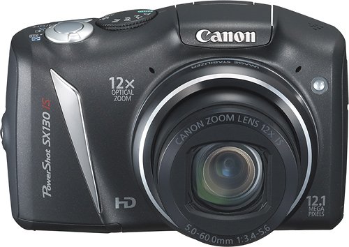 Canon - PowerShot SX130 IS 12.0-Megapixel Digital Camera - Black