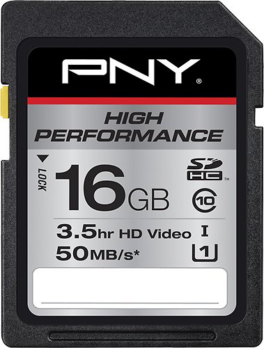  PNY - 16GB SDHC Class 10 UHS-1 Memory Card