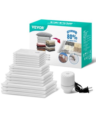 VEVOR - Vacuum Storage Bags, 15 Pack Space Saver Seal Bag(3 Jumbo/3 Large/3 Medium/3 Small/3 Roll), Compression Airtight Zipper - Clear-Front_Standard 