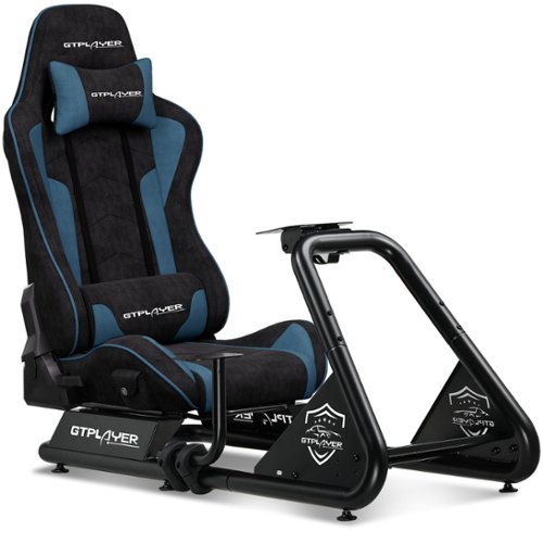 GTPlayer - Racing Simulator Cockpit with Seat and Bluetooth Speakers - Blue-Front_Standard 