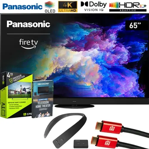 Panasonic 4K OLED ULTRAHD TV  
65"  
Dolby Vision IQ  
HDR10+  
Adaptive  
Fire TV  

4 Year Premium Protection  
- Screen damage  
- Cracked frame/drops  
- Hardware faults  

DecoGear  
Television Home Theater Essentials  
Regioners Guide  

We've Got Your TV Covered!  
CPS