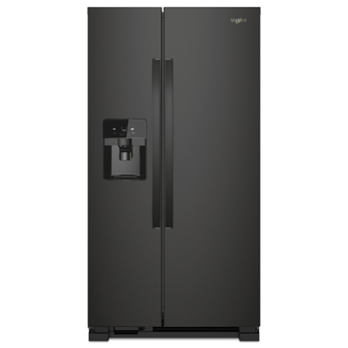 Whirlpool - 33 in. Wide 21 cu. ft. Side-by-Side Refrigerator with LED Interior Lighting - Black-Front_Standard 