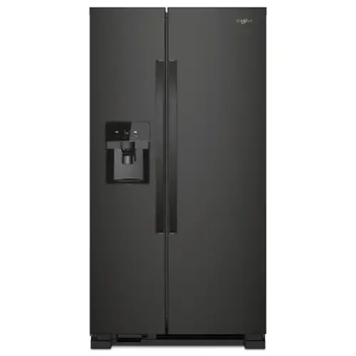 Front. Whirlpool - 33 in. Wide 21 cu. ft. Side-by-Side Refrigerator with LED Interior Lighting - Black.