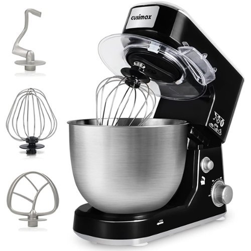 Cusimax - 5 qt. 3-Speed Tilt-Head Stand Mixer with Mess-Free Ingredient Adding - Black-Front_Standard 