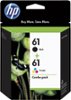 HP - 61 2-Pack Standard Capacity Ink Cartridges - Black/Tri-color-Front_Standard