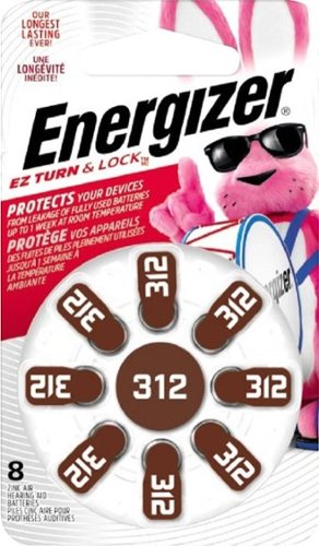  Energizer - 312 Alkaline Zinc-Air Batteries for Most Hearing Aids (8-Pack)