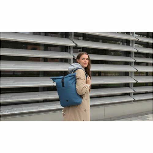Swissdigital Design LAMONE Rolltop TSA-Friendly Water-Resistant Backpack With USB Charging Port RFID Protection and Fits Up to 16″ Laptop - Dark Blue BUY IN SOUTH AFRICA