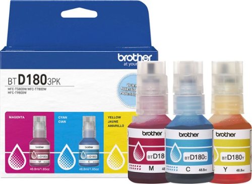 Brother - Genuine BTD180 3PK 3 Pack of High-Yield Cyan, Magenta, and Yellow Ink Bottles