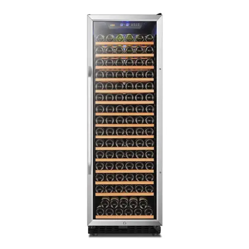 Front. Lanbo - 23 in. 165 Bottle Built-in Wine Cooler with Stainless Steel Double-layers Tempered Glass Door and Compressor Fan Cooling - Black.