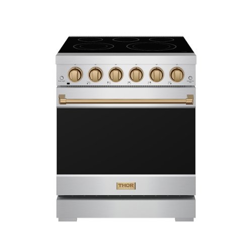 Gordon Ramsay Series by Thor Kitchen 4.55 Cu. Ft Freestanding Electric Range with Bronze Hardware - Stainless Steel