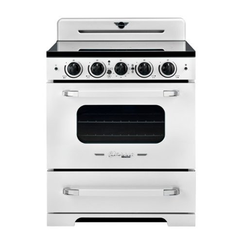 Unique Appliances - 30 in. Wide 5 Elements Classic Retro 3.9 Cu. Ft. Freestanding Induction Range with Air Fry - Marshmallow White-Front_Standard 