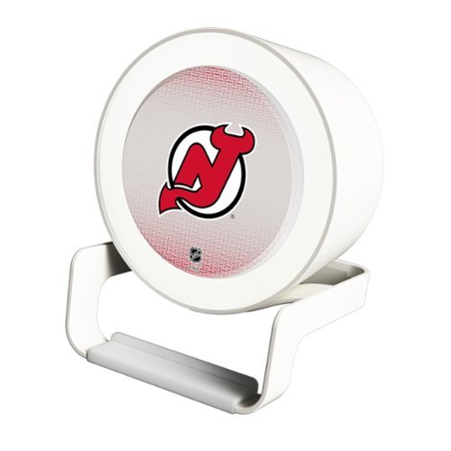 Keyscaper - New Jersey Devils Linen Print Nightlight Charger & Bluetooth Speaker - White-Front_Standard 