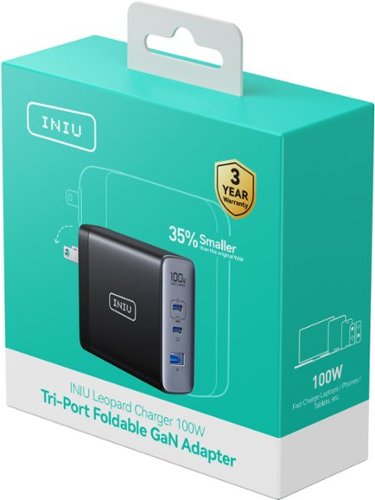 INIU 100W USB C/A Wall Charger, GaN Fast Charge with Foldable Plug for iPhone 17 16 15 14 13 Samsung Google Pixel iPad Laptop - Black BUY ONLINE