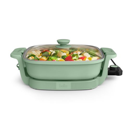 Bella - Fits-anywhere Kitchenware: 12" x 12" Make & Take Electric Skillet - Seaglass