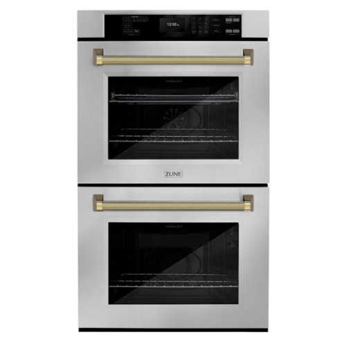 ZLINE - Autograph 30 in. True Convection Double Wall Oven & Gold Helix Handles (WADZ-30-KG) - Stainless Steel