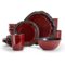 Elama - Regency 16 Piece Luxurious Stoneware Dinnerware with Complete Setting for 4, 16pc - Red-Front_Standard
