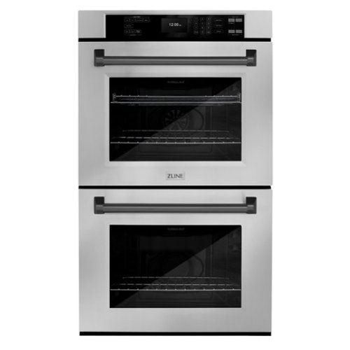 ZLINE - 30 in. Autograph Double Wall Oven w/ Air Fry and Self Clean w/ Black Handles - Stainless steel