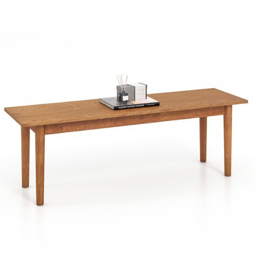 Costway Solid Wood Dining Bench Entryway Bench with Rubber Wood Legs for Bedroom - Oak