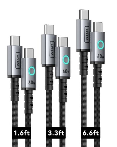 INIU - 60W USB C to USB C Cable 3-pack Fast Charging Cable for iPhone 15/16, Samsung, Laptops, Tablets, etc. (1.6/3.3/6.6ft ) - Black