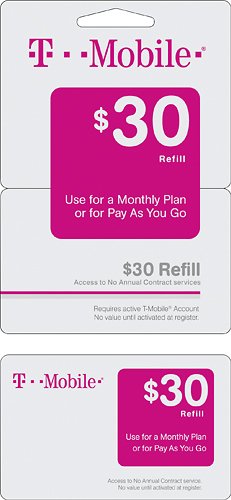  T-Mobile - $30 Wireless Airtime Refill Card - Multi