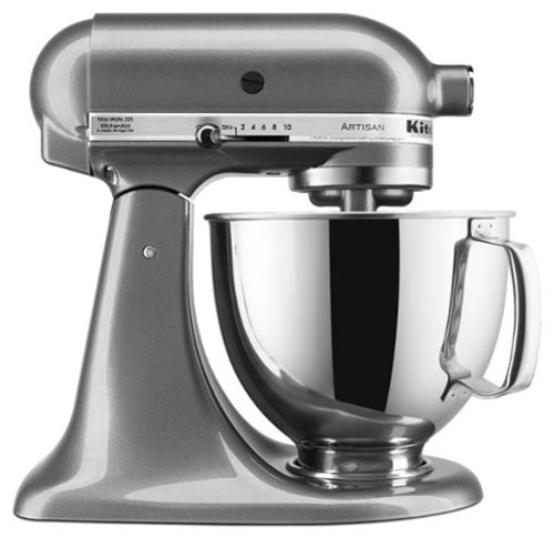 KitchenAid - ArtisanÂ® Series 5 Quart Tilt-Head Stand Mixer, KSM150PS - Medallion Silver-Front_Standard 
