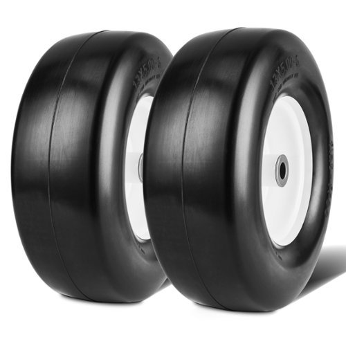 VEVOR - Lawn Mower Tires with Rim, 13x5-6" Tubeless Tractor Tires, 2-Pack Tire and Wheel Assembly, Flat-free PU Tires - Black-Front_Standard 