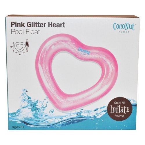 Salus Brands, LLC CocoNut Float: Pink Glitter Heart Pool Float - 48x40, Inflatable 48 Jumbo Ring, Anti-Leak, Durable, Water Accessory HOW TO BUY