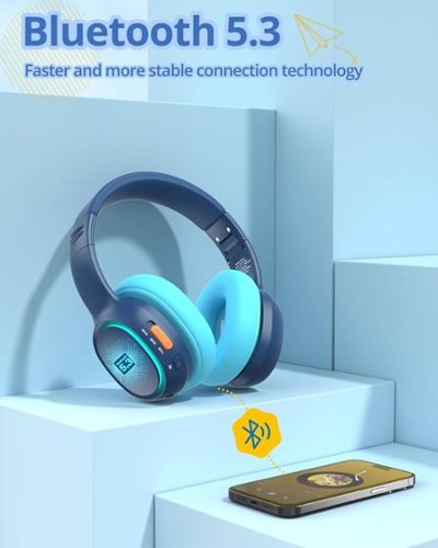 Tronsmart KH03 Active Noise Cancelling Wireless Headphones w/ 74/85/93dB Safe Volume, LED Lights, 70H Playtime for School Travel - Navy Blue BUY IN AUSTRALIA