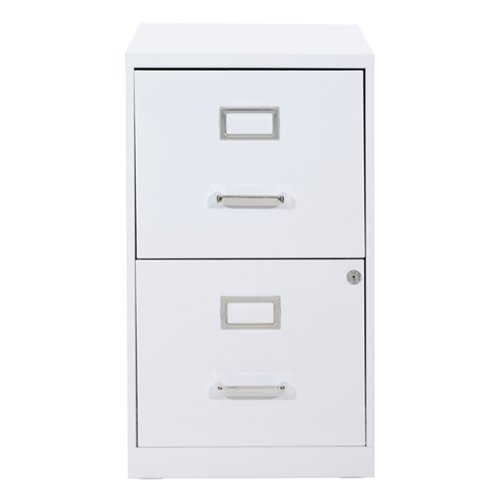 OSP Home Furnishings - 2 Drawer Locking Metal File Cabinet - White-Front_Standard 