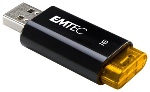 EMTEC - C600 Click 16GB USB 2.0 Flash Drive - Yellow/Black-Front_Standard