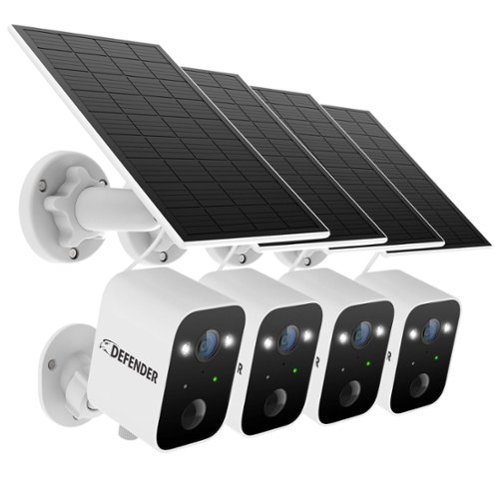 Defender - Solar Powered 4K AI Everwatch Wireless Security Camera with 3W Solar Panel, AI Detection, 4 Pack - White