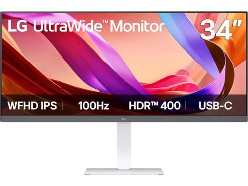 LG - 34U530A-W 34" UltraWide WFHD Monitor, 100Hz, HDR 400, HDMI, DP, USB-C, Tilt/Height/Swivel - White-Front_Standard 