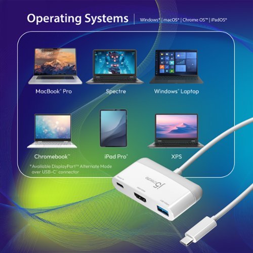 j5create USB-C to HDMI & USB Male End .5 ft. Adapter with Power Delivery - White SHOP ONLINE
