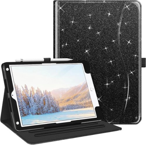 Kitcheniva - Protective Stand Case For iPad 9th 8th 7th Generation 10.2 Inch With Pocket Holder - Glittering Black-Front_Standard 