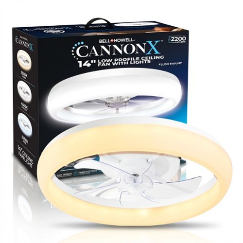 Bell + Howell - CannonX Ceiling Fan Light 14" Modern Fandelier Ceiling Fan with LED Light, Remote Control, 6 Speeds, 2200 Lumens - White-Front_Standard 