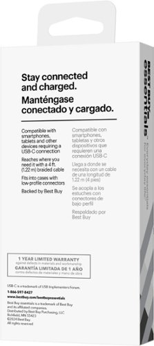 Best Buy essentials™ 4' USB-C to USB Braided Charge-and-Sync Cable - Black HOW TO BUY