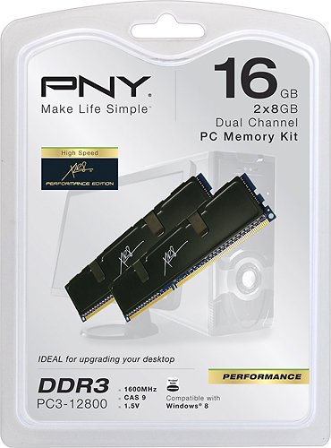  PNY - 2-Pack 8GB PC3-12800 DDR3 Desktop Memory Kit - Multi
