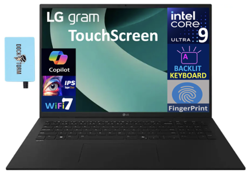 LG - gram Laptop 17.0 WQXGA (Intel Ultra 9-288V, 32GB LPDDR5X, 2TB PCIe SSD, Intel Arc 140V, Win 11 Pro) w/USB Hub - Obsidian Black-Front_Standard 
