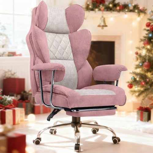 GTPlayer - 400lbs Heavy Duty Gaming Chair Fabric Comfortable Ergonomic Computer Chair with Soft Armrests - Pink-Front_Standard 