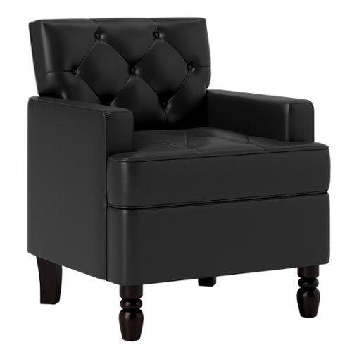 Bestier 26.3'' Wide Classic Soft Vegan Leather Upholstered Tufted Arm Accent Chair with Solid Leg - Black