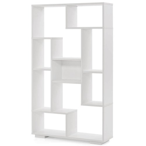 Costway 47" Tall Bookshelf Modern Geometric Bookcase with Open Shelves Anti-tipping Kits - White