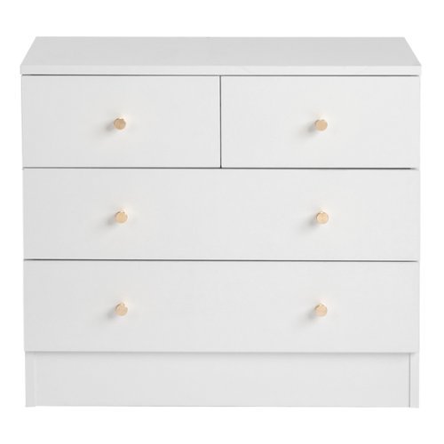 Kadyn - 4 Drawer Dresser with Gold Handle, Nursery Dresser Chest Of Drawers Organizer - White-Front_Standard 