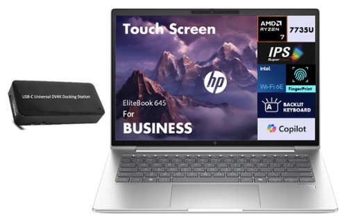 HP - EliteBook 645 Laptop 14.0 WUXGA (AMD Ryzen 7 7735U, 64GB DDR5, 4TB PCIe SSD, AMD Radeon, Win 11 Pro) - Pike Silver Aluminum-Front_Standard 