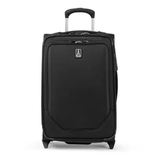 Front. Travelpro - Travelpro Crew Classic Lightweight Softside Expandable 22" Carry On Spinner - Black.