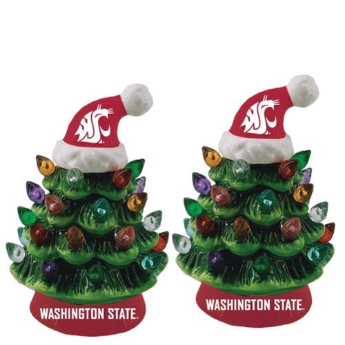 Evergreen Enterprises - Washington State Cougars 2-Pack 4" Ceramic LED Christmas Tree Set - Multicolor-Front_Standard 