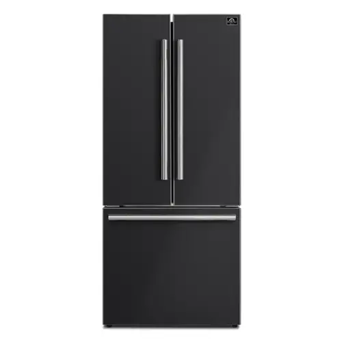 Front. Forno Appliances - Gallipoli 17.5 Cu. Ft. Freestanding French Door Refrigerator - Black.