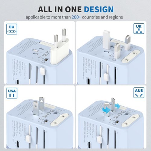 Epicka Universal Travel Adapter with 3 USB-C and 2 USB-A Ports Charger for USA EU UK AUS (TA-105C) - Blue HOW TO BUY