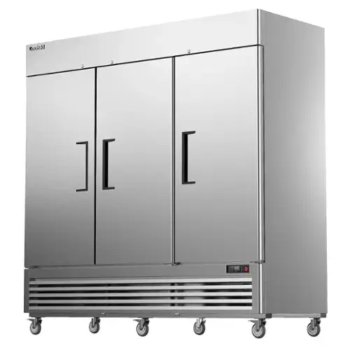 Front. Coolski - Coolski 82'' Commercial Refrigerator 3 Doors, Reach-In Refrigerator Fridge for Restaurants Bars Bakeries Stores Garages, - Silver.
