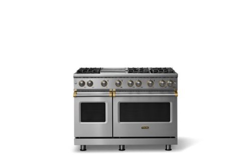 Viking - 48"W. Pro5S  6.1 Cu. Ft. Freestanding Self-Clean Sealed 8B Gas Convection Range/Grdl-Stainless Steel/Brushed Brass - Stainless Steel
