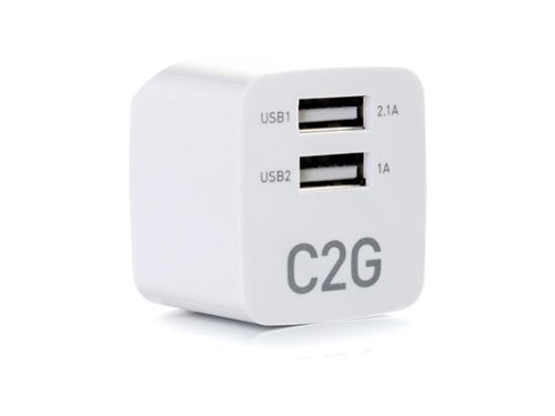 Cables to Go - C2G 22322 2-Port Foldable Wall Charger for Apple, Android, Samsung, iPhone - 5V 2.1A, White-Front_Standard 
